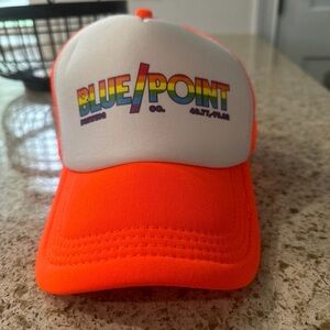 Blue Point Co. Rainbow Logo Trucker Hat - Neon Orange & White
